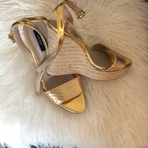 Zara Gold Wedge Sandals